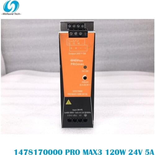 Original Weidmüller 1478170000 PRO MAX3 120W 24V 5A Rail Switching Power Supply Single Phase, 100% Tested BeforeShipment