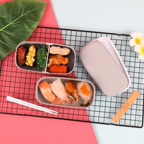 Microwavable 2Layer Lunch Box With Compartments Leakproof Bento Box Insulated Food Container With Chopsticks ZM827