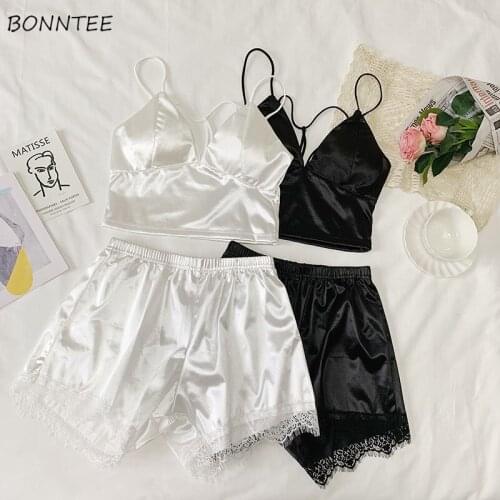 Pajama Sets Women Nightwear Trendy Temperament Lounge Wear Design Spaghetti Strap Pure Summer Ulzzang Nighty Elegant New 2 Piece