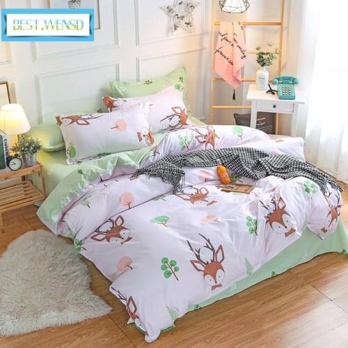Bed Linens High-quality Christmas Deer Bedding Set Egyptian Cotton Comforter Set 3/4pc Bed Clothes Quilt Cover Set Green Sheets