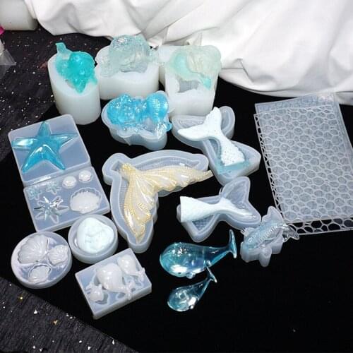 DIY Crystal Epoxy Ocean Wind Mold Mermaid Tail Sea Star Silicone Mold Koi Shell Mold