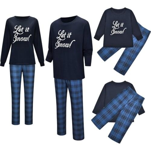 Family Matching Outfits Autumn Winter New Christmas Letter Print Parent Child Wear Father Mother Baby Girl Boy Kid Home Clothes