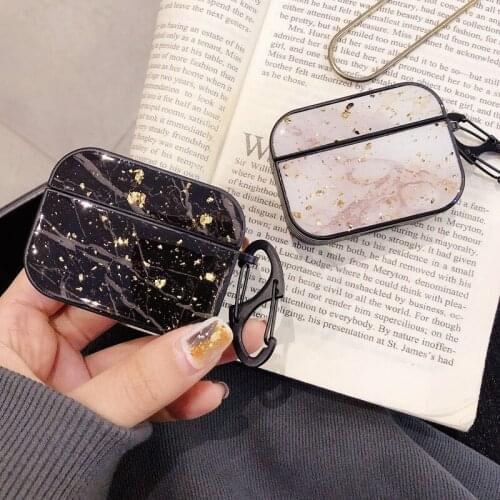 Bling Luxury Glitter Marble Cases For Airpods Pro Case Gold Foil Protective Earphone Cover For Airpod Pro Soft TPU capa