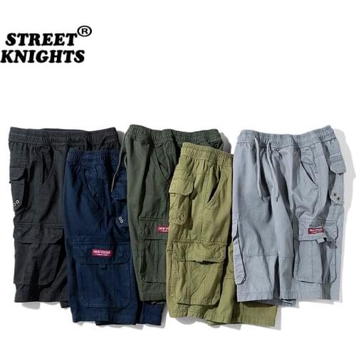 2021 Summer Solid Color Fashion Cotton Casual New Breeches Cargo Men Shorts Men Breathable Quick Dry Multi Pocket Hip Hop Short