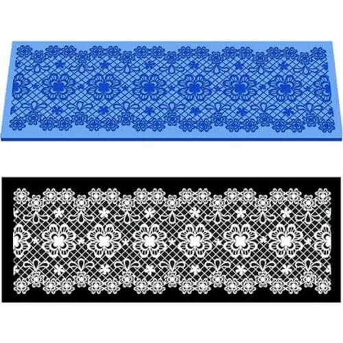 Flower Pattern Silicone Lace Mat Wedding Decoration Kitchen Sugar Lace Mold Silicone Baking Mat Fondant Cake Mold Color Blue