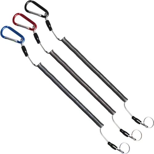 Fishing Lanyard Coiled Lanyard Elastic Hand Line Fishing Lanyard with Carabiner Clip Fishing Tool