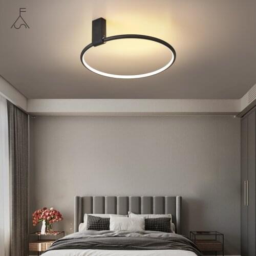 Scandinavian Design LED Round Ceiling Lamp White Black Gold AC220V Metal Aluminium Sconce Bedroom Livingroom Ceiling Lights