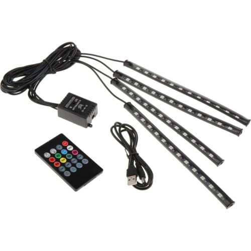 LED RGB Car Interior Atmosphere Lights Strip Sound Active Music Control