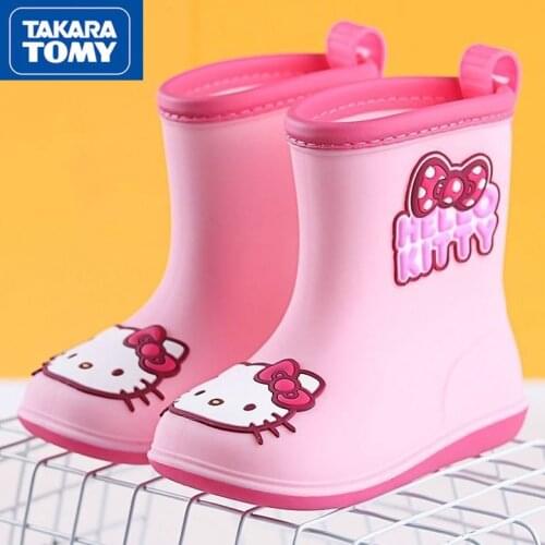 TAKARA TOMY cute cartoon Hello Kitty rain boots simple waterproof non-slip childrens comfortable breathable water shoes