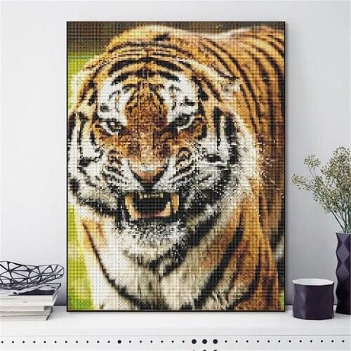 Tiger 5D DIY Full Round cartoon diamond painting Diamond Embroidery Animal Picture Mosaic Cross Stitch Wall Hanging Painting
