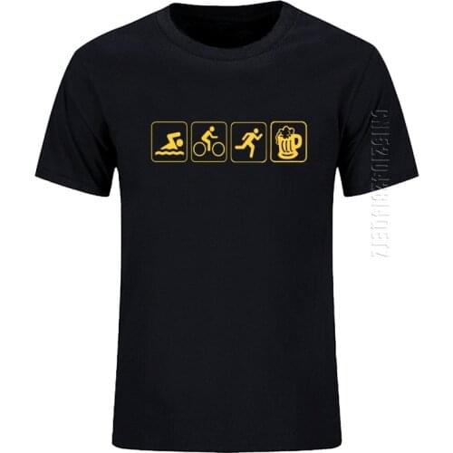 Triathlon Swim Bike Run And Beer Funny T Shirts Print TShirt Men Cotton Oversized Mens T-Shirs New Tshirt Crew Neck Tops