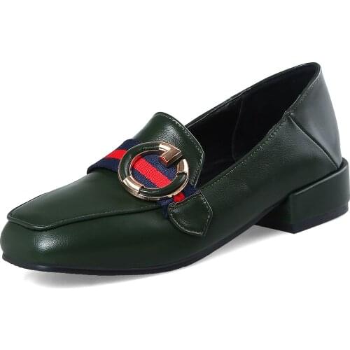 Leisure low heel side with womens shoes to 18 years in early spring fashion square shallow mouth 43 size