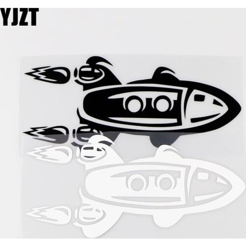 YJZT 16.3X7.4CM Funny Rocket Art Decor Vinyl Car Sticker Decals Aircraft Black / Silver 10A-0014