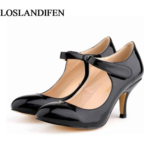 Woman Dress Mary Jane Shoes Bridal Shoes 6CM Mid High Heel Round Toe Pumps Bridesmaids Wedding Shoes Ladies NLK-A0021
