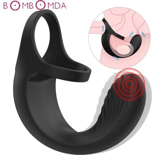 10 Modes Vibrating Penis Massager Ring Dildo Sex Toys For Men Scrotum Massager Male Chastity Cage Testicle Bondage Vibrators