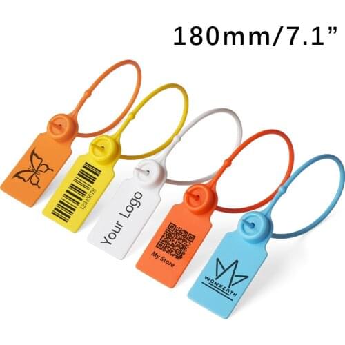 180mm/7.1" Custom Clothing Brand Tag Disposable Plastic Personalized Custom Logo Hang Tags Label for Clothes Shoes 100Pcs