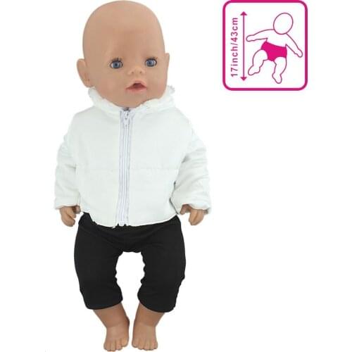 2Pcs in 1, Sale Doll Clothes Suit Fit 43cm Baby Doll Doll Warm Jackets+Pants and Doll accessories Children best Gift