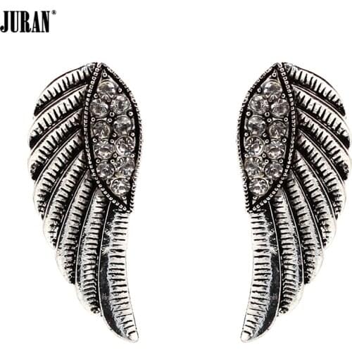 2 colors crystal wing stud Earrings 2017 New Arrival fashion statement Brincos for women girl Factory Price