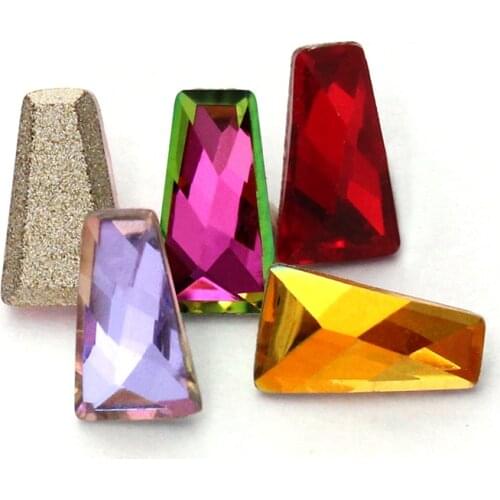 20pcs Trapezoid Shape Flatback Nail Art Rhinestones Shining AB Color Glass Stone Crystal Nail Decoration Tool Nail Accessories
