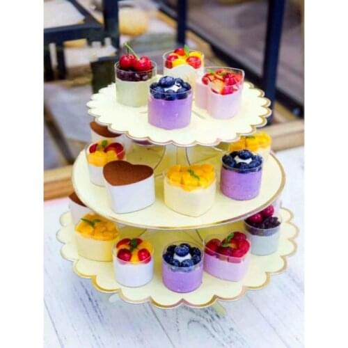 3-Layer Cupcake Stand Round Cardboard Cupcake Holder Foldable Decoration For Wedding Birthday Decoration Dessert Table Supplies