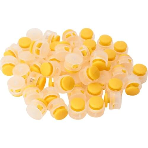 50 Rope Stoppers 2-Hole Spring Loaded DIY Toggle Drawstring Lanyard Shoelace Ends Clips Plastic Cord Locks Ball Sliding Fastener