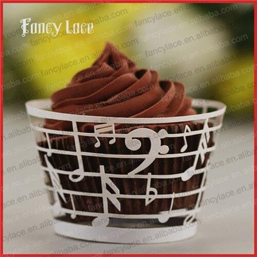 50PCS New Cupcake Wrappers Party Cake Paper Cup Laser Cutting Musical Notes Decorations fro Christmas Wedding Party Decorations