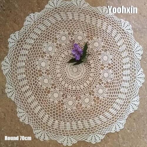 70cm HOT cotton round placemat cup coaster mug kitchen wedding table place mat cloth lace Crochet tea coffee doily Handmade pad