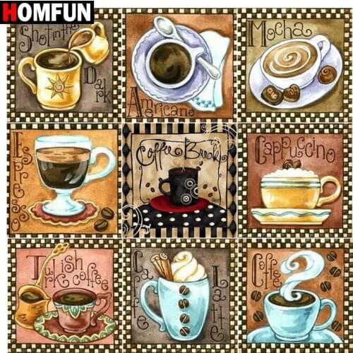 HOMFUN Full Square/Round Drill 5D DIY Diamond Painting "Coffee cup snack" 3D Embroidery Cross Stitch 5D Home Decor Gift