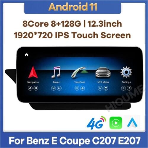 12.3" 8Core CPU 8G+128G Android 10 Car Radio GPS Multimedia Player for Mercedes Benz E Coupe C207 E207 2009-2015 Stereo CarPlay