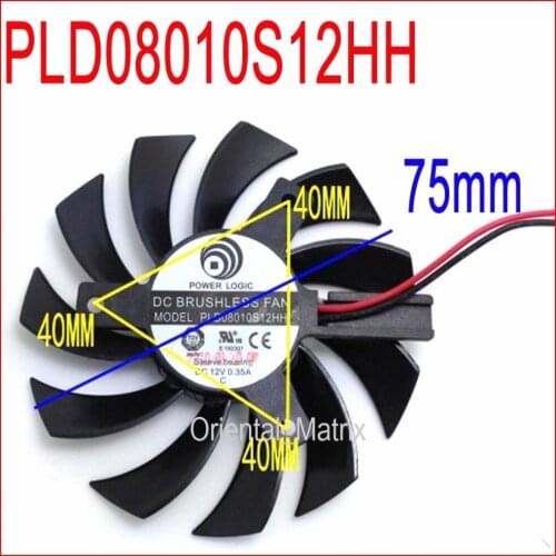 Free Shipping PLD08010S12HH 12V 0.35A 75mm 40x40x40mm For ZOTAC 8010 Graphics Card Cooling Fan 2Wire 4Pin