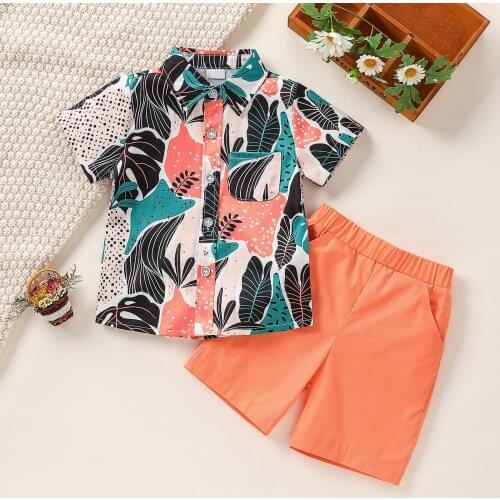 Toddler Kids Baby Boys Clothes Floral T-Shirt + Short Pants Sets Baby Kids Beach Outfits Gentle Boy Clothing 1 2 3 4 5 6 Years