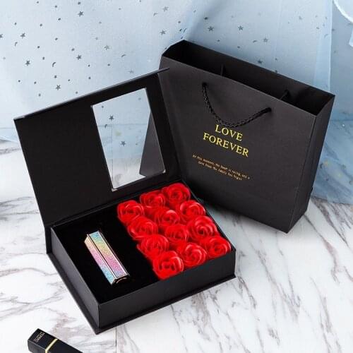 Dropshipping 12pc Soap flower With Gift Box Carry Bag Ring Earring Necklace Lipstick Box For Valentines Day Mothers Day Gifts