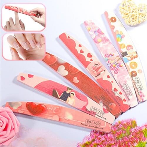Double Sided Nail File Love Heart Print Manicure Emery Board Zebra Files Valentines Day Gift Nails Accessories Tools ongle