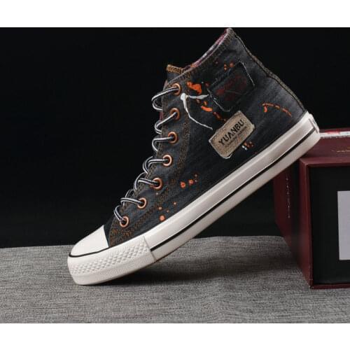 Jeans Mens Canvas Shoes Spring and Autumn Student Casual Shoes Cowboy Lace Up Sneakers Korean Style Lace Shoes