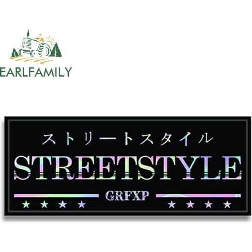 EARLFAMILY 13cm x 5.3cm Street Style Iridescent Vinyl Sticker Car Vinyl Decal Reflective Car Sticker Waterproof Car Styling