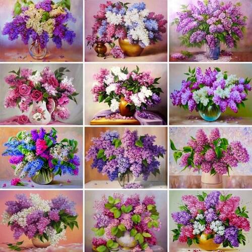 Evershine 5D DIY Diamond Painting Lilac Rhinestone Picture Diamond Mosaic Flower Cross Stitch Kit Handmade Gift Wall Art