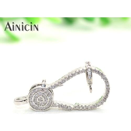 14x31mm Big Size Silver Lobster Clasp Rhinestone Crystal Setting DIY Fine Jewelry Making Findings Necklace Connectors 10pcs/lot