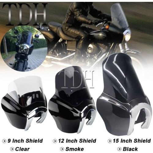 Chrome Trim Bezel 9" 12" 15" Shield 5 3/4in Front Headlight Fairing Head Lamp Light Mask for Harley Dyna Wide Glide Street Bob