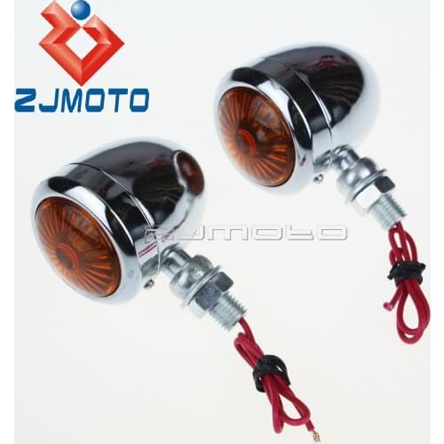 Chrome 2x Universal Motorcycle Turn Signal Lights Shell Retro Turn Indicators Light For Harleys Choppers Classic Blinkers