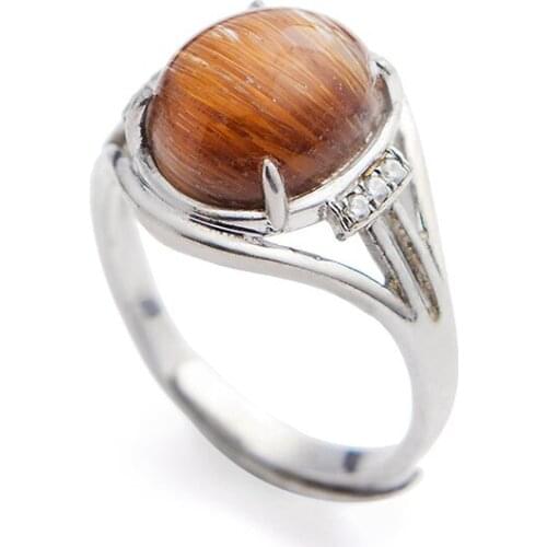 Genuine Natural Copper Rutilated Quartz Rings For Women Men Fashion Party Wedding Ring Free Size