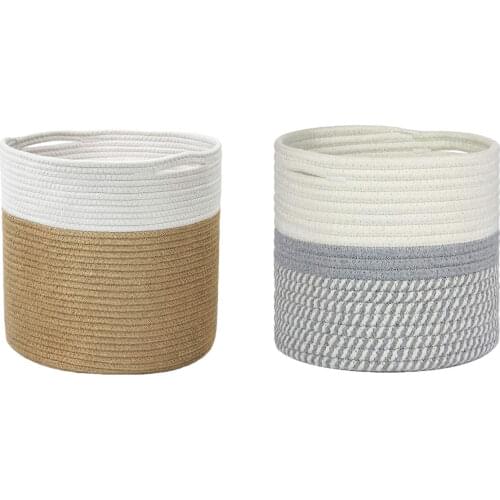 30*30cm/20*20cm Woven Cotton Rope Plant Basket Flower Pot Plants Holder Indoor Planter Home Storage Basket Decoration