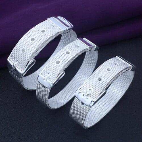 Hot Sell Original Mesh Strap Bracelet 925 Silver women Fashion Bracelets 2020 DIY fine Jewelry Valentine Day gifts Free shipping