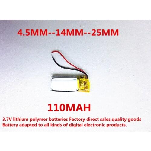 Size 451425 3.7V 110mah Lithium polymer Battery with Protection Board For Bluetooth MP3 MP4 MP5 GPS Digital Free Shipping