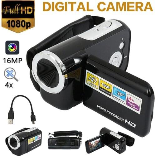 Mayitr 1pc 2.0 Inch LCD Screen 16 Megapixel Video Camcorder Handheld Digital Camera LED Flash 4x Digitals Zoom