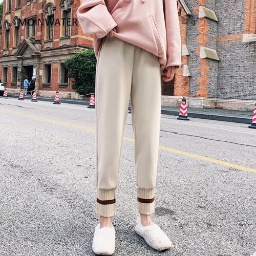 MOINWATER Women New Harem Fleece Warm Pants Female Casual Trousers for Winter Lady Fashion Pant MP2012