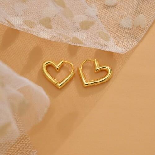 Acheerup 2021 New Fashion Small Hoop Earrings for Women Girls Gold/Sliver Color Heart Shape Copper Earrings Trendy Jewelry Gifts