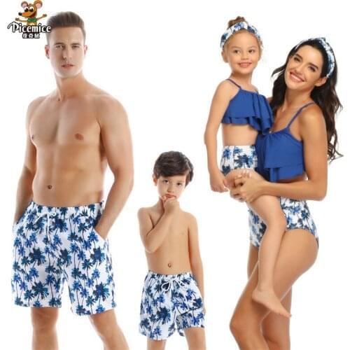 Family Matching Swimsuit Beach Holiday Tassel Leaf Mom Daughter Dad Son Swimwear Shorts Girl Boy Men Women Couples Beahwear