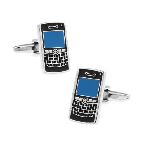 IGame Factory Price Retail Mens Cufflinks Blue Color Brass Material Cell Phone Design Cuff Links