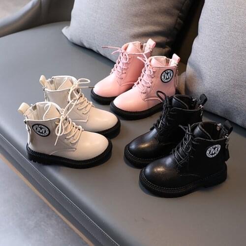 2021 Autumn and Winter New Boy Martin Boots Zipper Baby Short Boots British Fashion Leather Boots Girls Boots Fashion Warm Chic