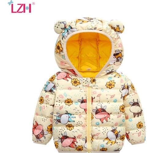 LZH Autumn Winter Jacket For Boy Clothes 2021 Coat For Girls Printing Down Jacket For Kids Clothing 1-5 Years Warm Baby Coats